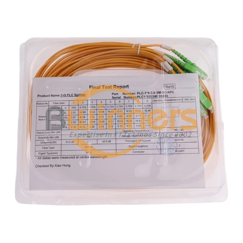 1×9 70/30 Unbalanced PLC Splitter, SC/APC, ABS Cassette, 3 m